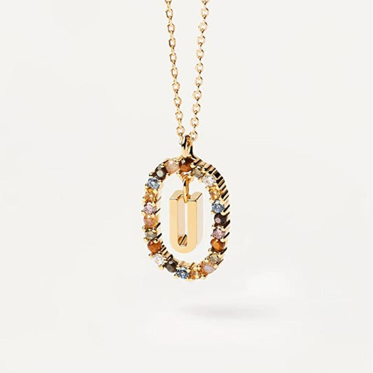 ollana Lettera U - Argento Sterling 925 Placcato in Oro 18 carati