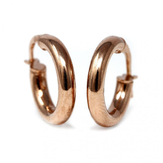 Orecchini a Cerchio Lucidi in Argento Rosato 925 cm 1.5