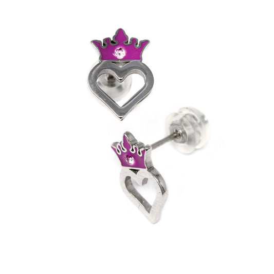 Orecchini bambino gioielli Disney Cuore con Corona