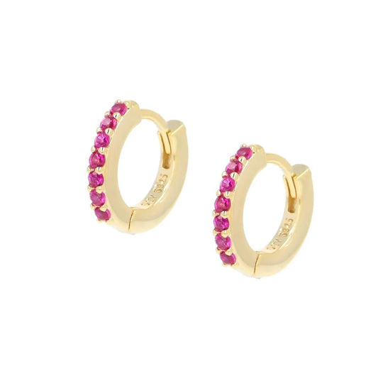 Orecchini Cerchio Dorati Tennis Mania Zirconi Fucsia Ref.ET1GR