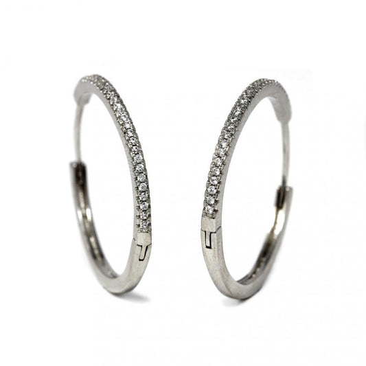 Orecchini Cerchio in Argento 925 con Zirconi