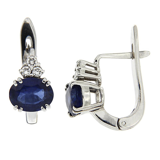 Orecchini con Zaffiri CT 2.55 e 6 Diamanti CT 0.18