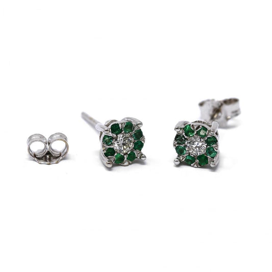Orecchini con Smeraldi CT 0.16 e Diamanti CT 0.16