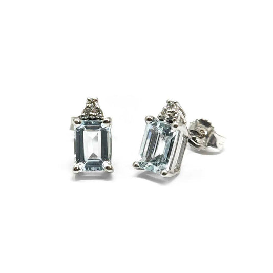 Orecchini con Acquamarina CT 2.02 e Diamanti CT 0.09