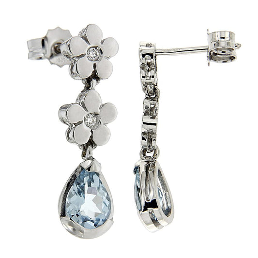 Orecchini con Acquamarina CT 1.14 e Diamanti CT 0.05