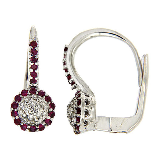 Orecchini con Diamanti Bianchi CT 0.22 e Rubini CT 0.32
