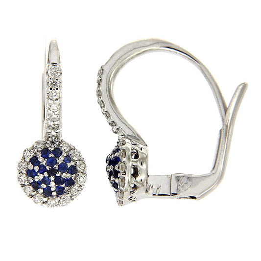 Orecchini con Diamanti Bianchi CT 0.28 e Zaffiri CT 0.25