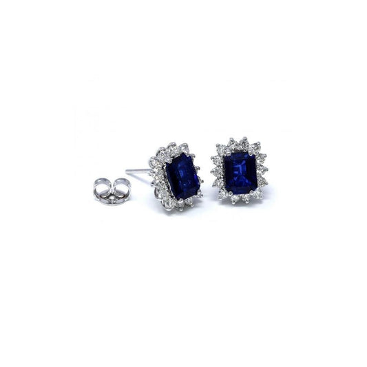 Orecchini con Diamanti CT 0.55 e Zaffiri CT 2.10