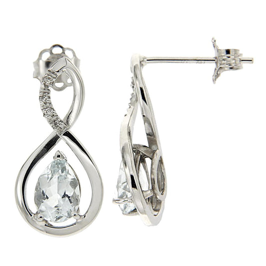Orecchini con Diamanti CT 0.06 e Acquamarina CT 0.60