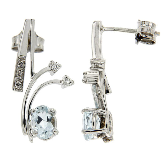 Orecchini con Diamanti CT 0.09 e Acquamarina CT 0.75