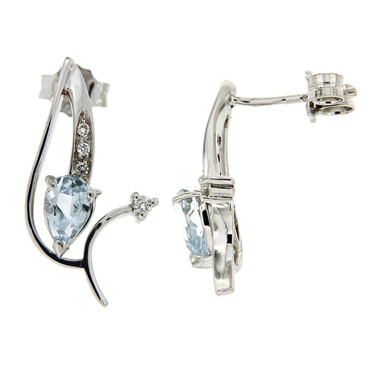 Orecchini con Diamanti CT 0.06 e Acquamarina CT 0.81