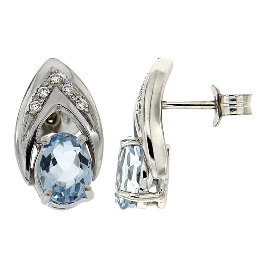 Orecchini con Diamanti CT 0.08 e Aquamarina CT 1.80
