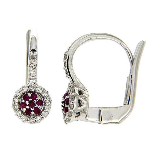 Orecchini con Diamanti CT 0.20 e Rubini CT 0.10