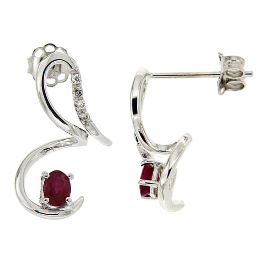 Orecchini con Diamanti CT 0.04 e Rubini CT 0.54
