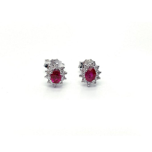 Orecchini con Diamanti CT 0.20 e Rubino CT 0.38