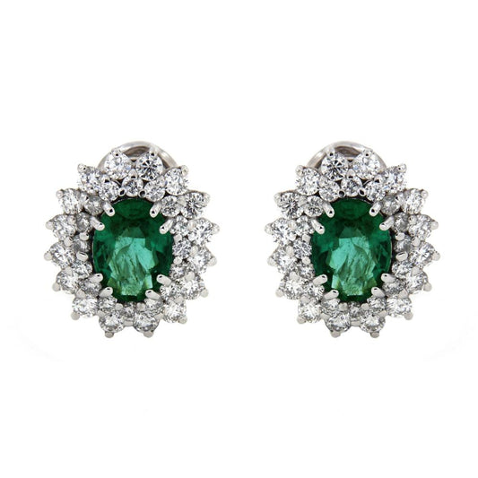 Orecchini con Diamanti CT 1.04 e Smeraldo CT 2.11