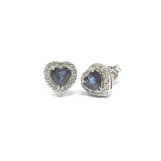Orecchini con Diamanti CT 0.50 e Zaffiri CT 1.68 Cuore