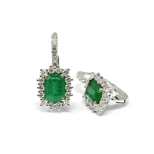 Orecchini con Smeraldi Certificati CT 1.87 e Diamanti CT 0.65