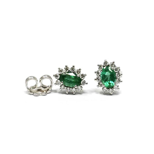 Orecchini con Smeraldi CT 1.00 e Diamanti CT 0.40
