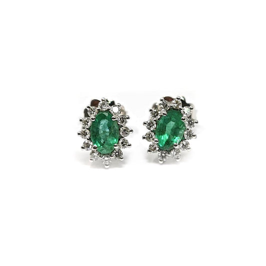 Orecchini con Smeraldo CT 1.00 e Diamanti CT 0.36