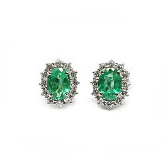 Orecchini con Smeraldo CT 1.50 e Diamanti CT 0.50