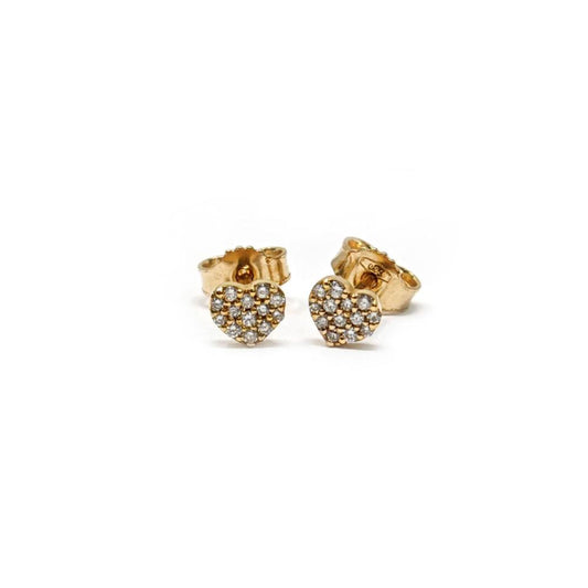 Orecchini Cuore in Oro Rosa e Diamanti Bianchi CT 0.13