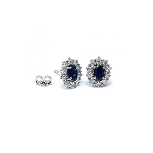 Orecchini con Zaffiri Ceylon CT 1.08  e Diamanti CT 0.60