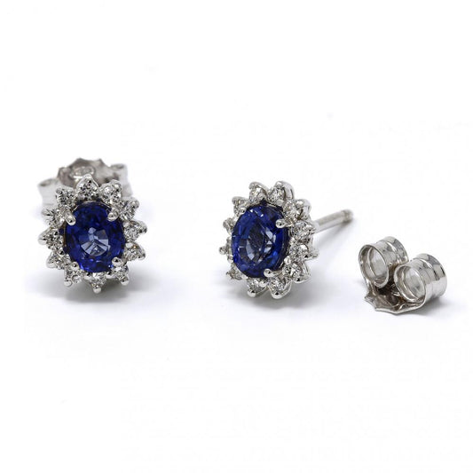 Orecchini con Zaffiro CT 0.74 e Diamanti CT 0.24