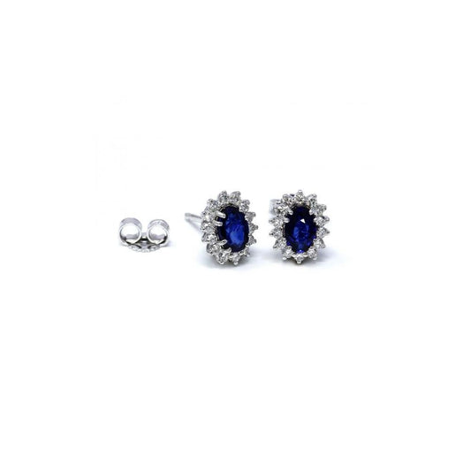 Orecchini con Zaffiro CT 0.96 e Diamanti CT 0.28