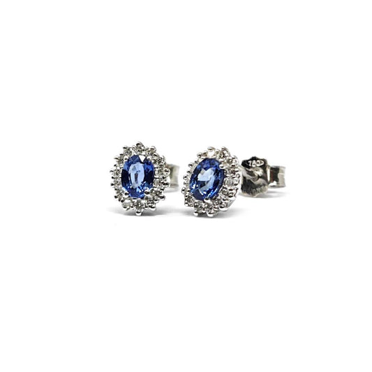 Orecchini con Zaffiro CT 0.40 e Diamanti CT 0.12