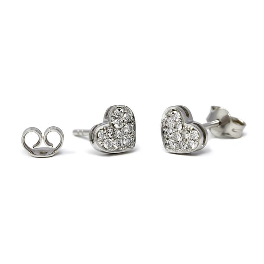 Orecchini Cuore in Oro Bianco e Diamanti CT 0.20