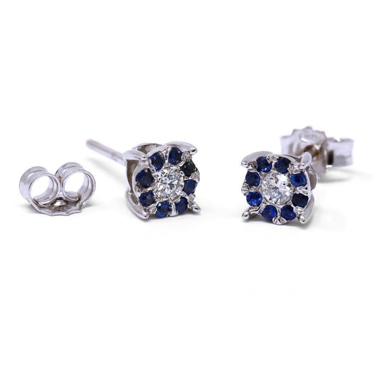 Orecchini con Zaffiri CT 0.13e Diamanti Bianchi CT 0.12