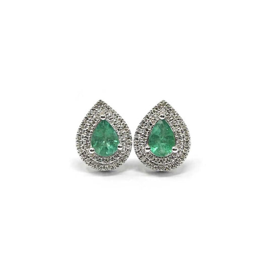 Orecchini Goccia di Smeraldi CT 1.50 e Diamanti CT 0.18