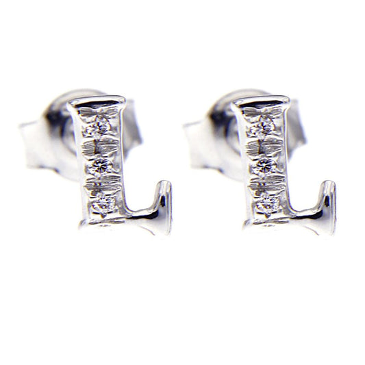 Orecchini Lettera L con 6 Diamanti CT 0.04