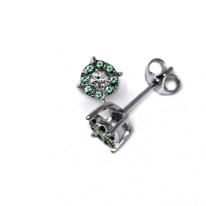 Orecchini Linea Fiore CT 0.12 e Smeraldi CT 0.06