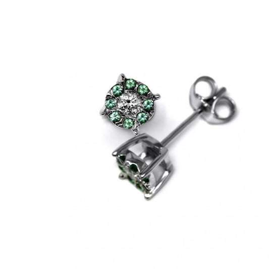 Orecchini Linea Fiore CT 0.12 e Smeraldi CT 0.06