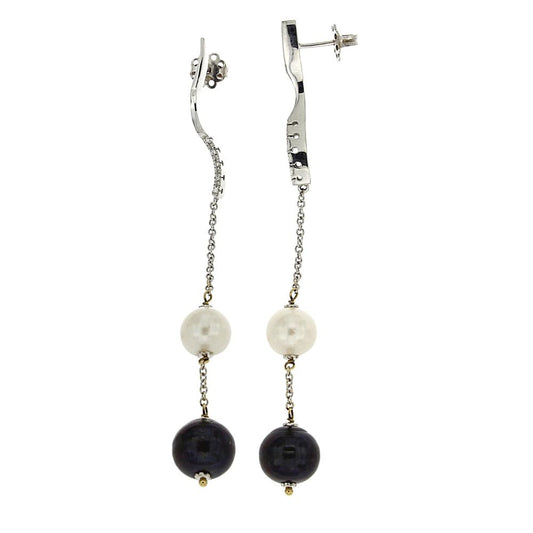 Orecchini Pendenti con Perle e Diamanti CT 0.10