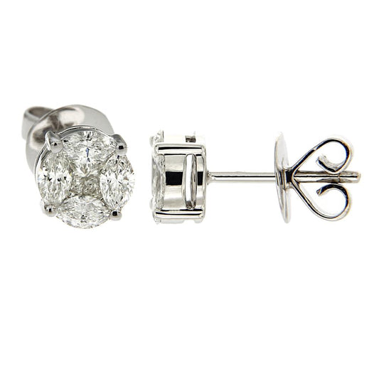Orecchini Punto luce con 2 Princess e 8 Marquise CT 0.96