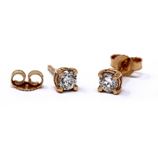 Orecchini a Bottone in Oro rosa con Diamanti Bianchi 0.50 CT