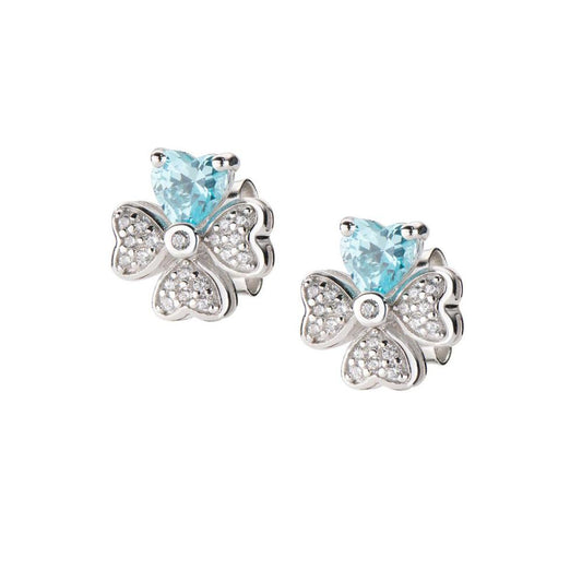 Orecchini "Quadricuore" in Argento con Zirconi Ref.EQUSBBL
