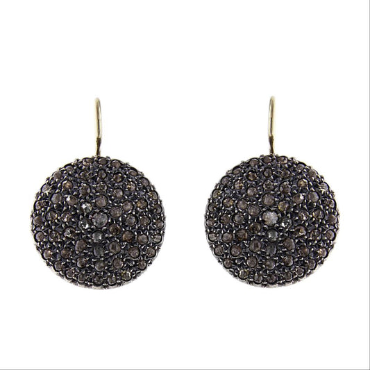 Orecchini Stile Antico in Oro 9kt con 180 Diamanti Corone CT 6.35