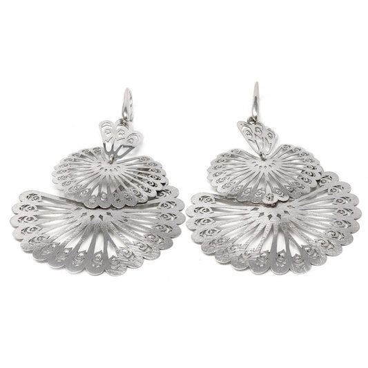 Orecchini Stile Etrusco a Ventaglio in Argento 925