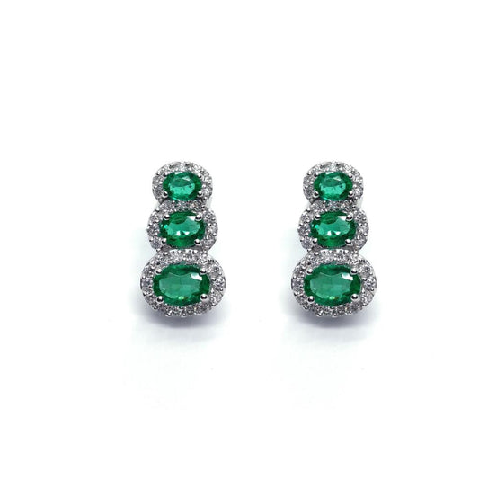Orecchini Trilogy con Diamanti CT 0.60 e Smeraldi CT 1.70