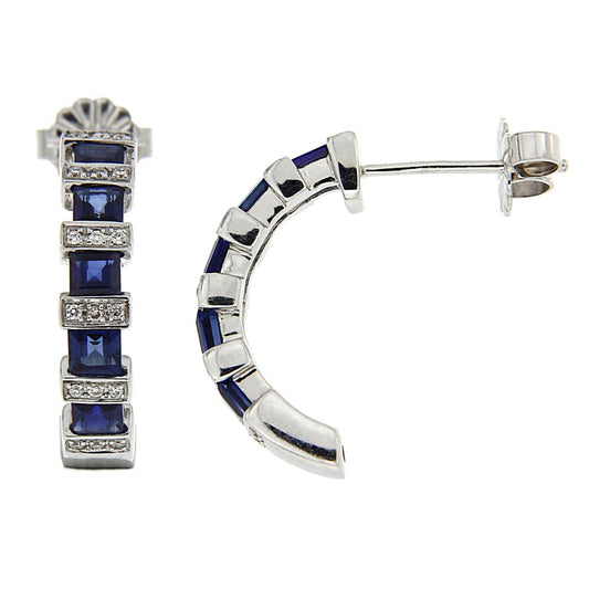 Orecchini Veretta con Zaffiri CT 1.52 e Diamanti CT 0.15