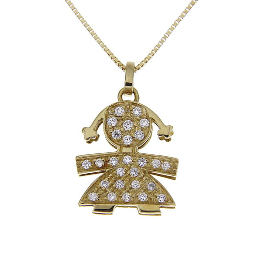 Pendente Bimba in Oro Giallo con 26 Diamanti CT 0.34