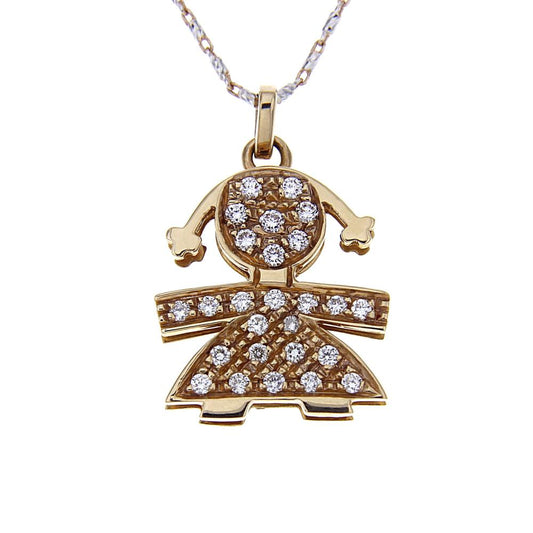Pendente Bimba in Oro Rosa con 26 Diamanti CT 0.34