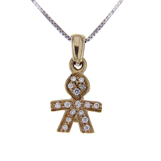 Pendente Bimbo in Oro Rosa con 16 Diamanti CT 0.08