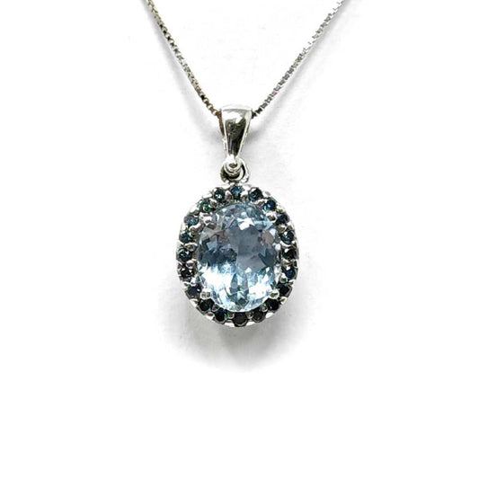 Pendente con Peridoto e Diamanti Blu