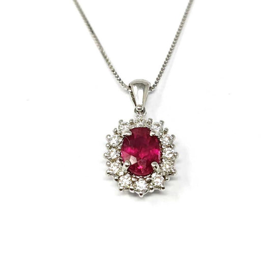 Pendente con Diamanti CT 0.35 e Rubino ct 1.20 Mozambico