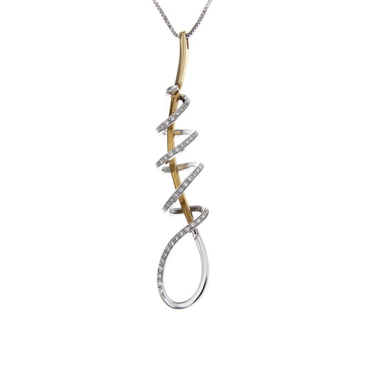 Pendente con Diamanti in Oro Bianco e Oro Rosa CT 0.37